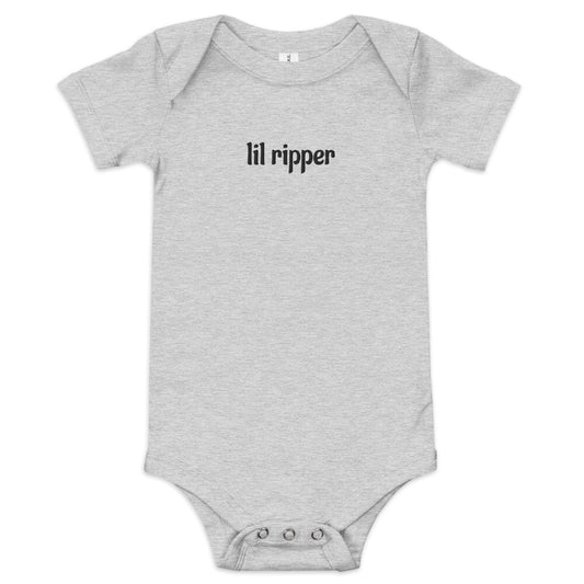 baby embroidered lil ripper one piece