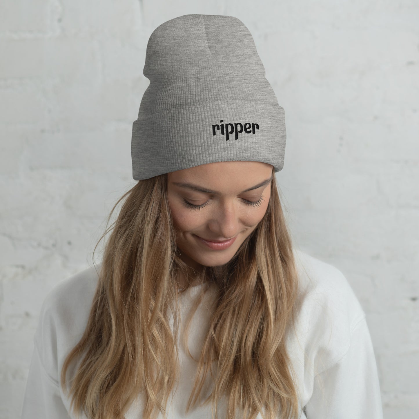 embroidered ripper beanie